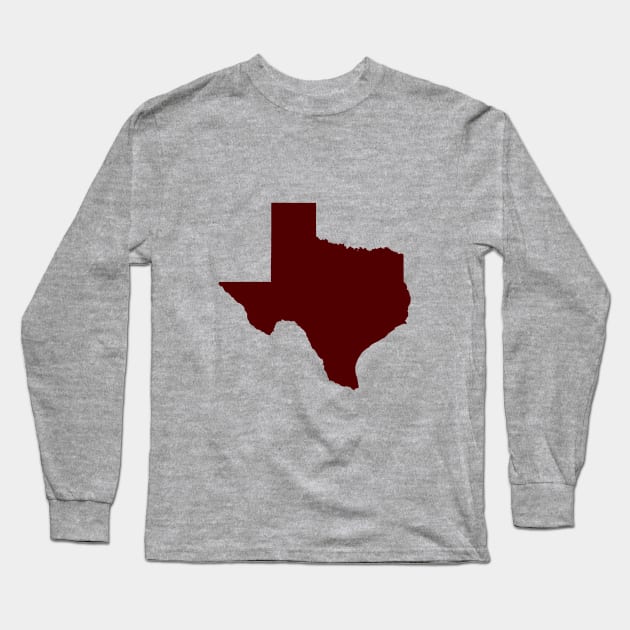 Maroon Texas Long Sleeve T-Shirt by AdventureFinder